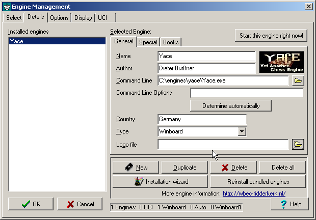 UCI Chess Engine Configuration Parameters